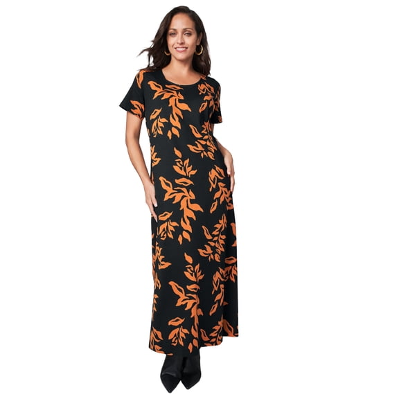 Jessica London Women's Plus Size T-Shirt Casual Short Sleeve Maxi Dress