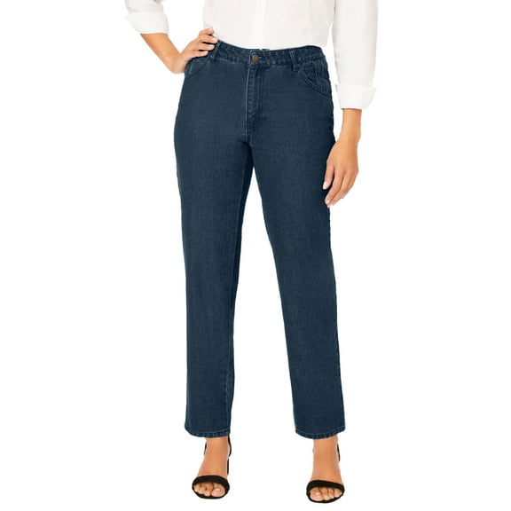 Jessica London Women's Plus Size Tall Classic Cotton Denim Straight-Leg Jean