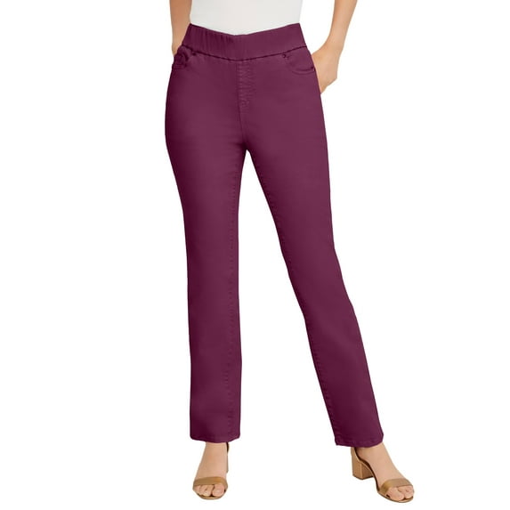 Jessica London Women's Plus Size Petite Comfort Waist Stretch Denim Straight Leg Jean