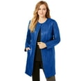 thumbnail image 1 of Jessica London Women's Plus Size Three Quarter Length Jacket Real Leather Oversized Long Coat, 1 of 6