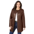 thumbnail image 1 of Jessica London Women's Plus Size Three Quarter Length Jacket Real Leather Oversized Long Coat, 1 of 6