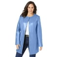thumbnail image 1 of Jessica London Women's Plus Size Three Quarter Length Jacket Real Leather Oversized Long Coat, 1 of 3