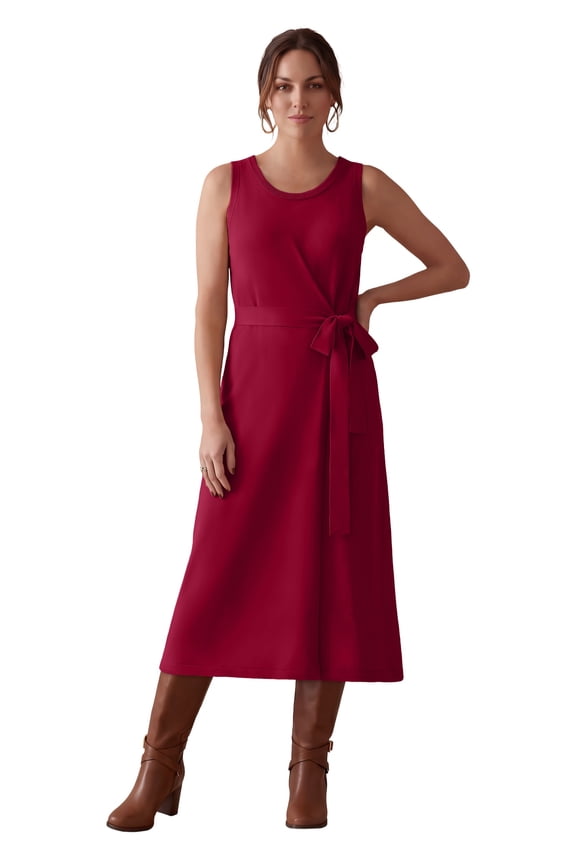 Women's Plus Size Tie-Front Wrap-Detail Sweater Dress