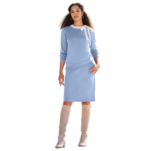 Jessica London Women's Plus Size Tie-Neck Sweater