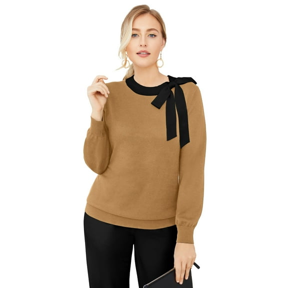 Jessica London Women's Plus Size Tie-Neck Sweater