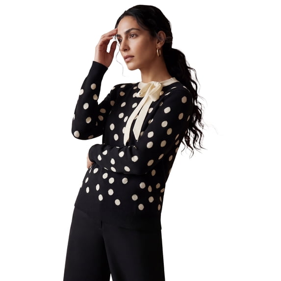 Jessica London Women's Plus Size Tie-Neck Sweater
