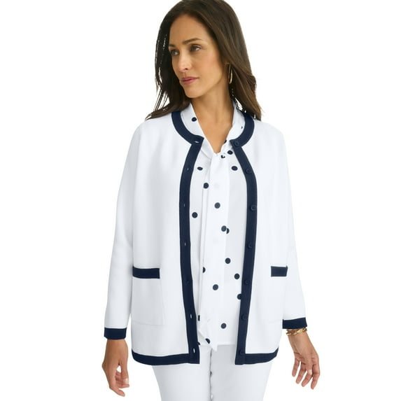 Jessica London Women's Plus Size Tipped Boxy Cardigan
