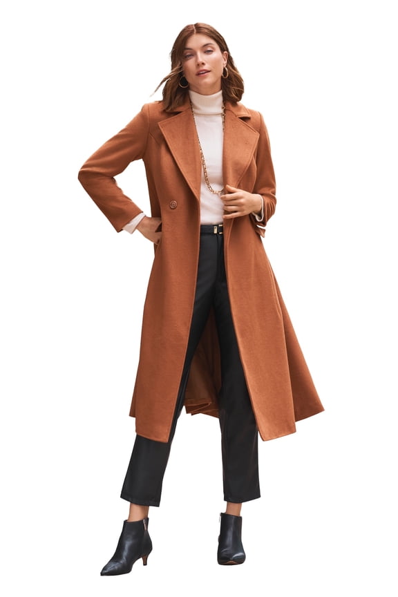 Women's Plus Size Trapeze Wool-Blend Coat
