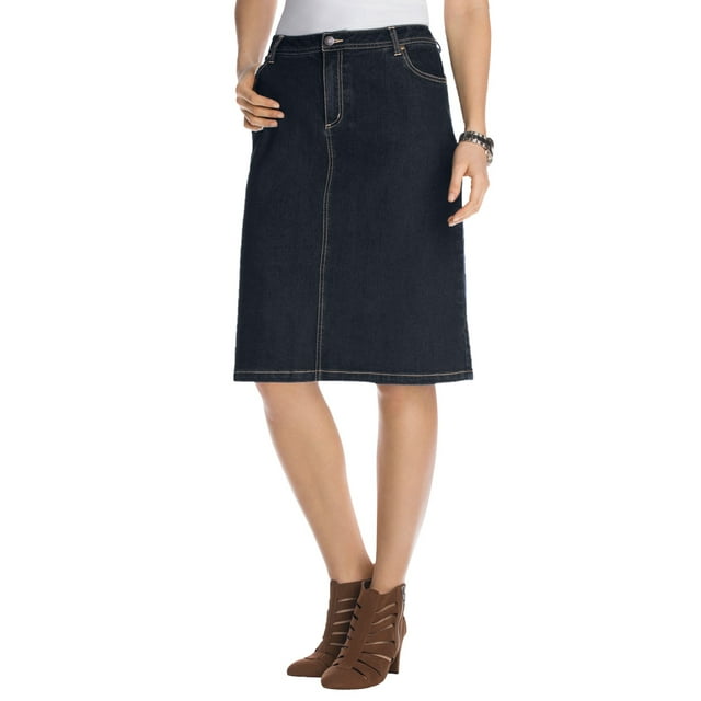 Jessica London Women's Plus Size True Fit Aline Denim Short Mini Skirt