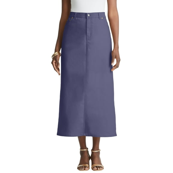 Jessica London Women's Plus Size True Fit Front Button Casual Denim Skirt