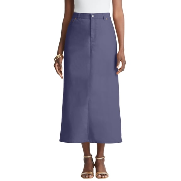 Jessica London Women's Plus Size True Fit Front Button Casual Denim Skirt