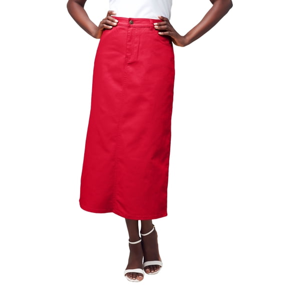 Jessica London Women's Plus Size True Fit Front Button Casual Denim Skirt