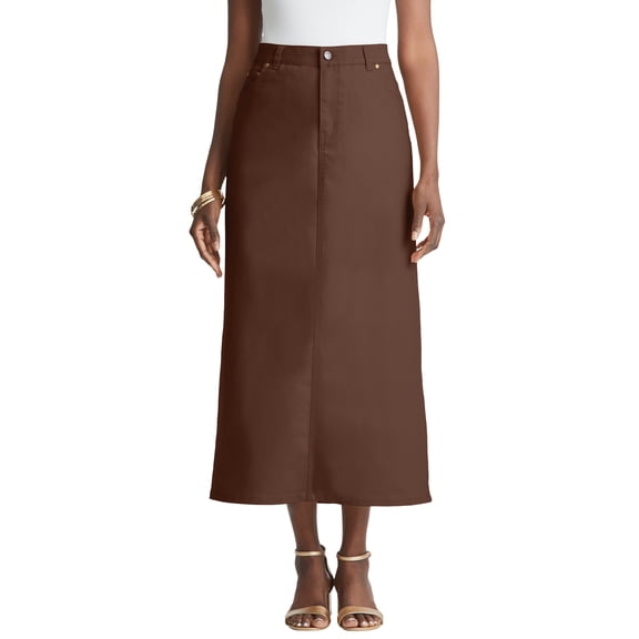 Jessica London Women's Plus Size True Fit Front Button Casual Denim Skirt