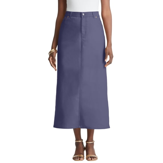 Jessica London Women's Plus Size True Fit Front Button Casual Denim Skirt