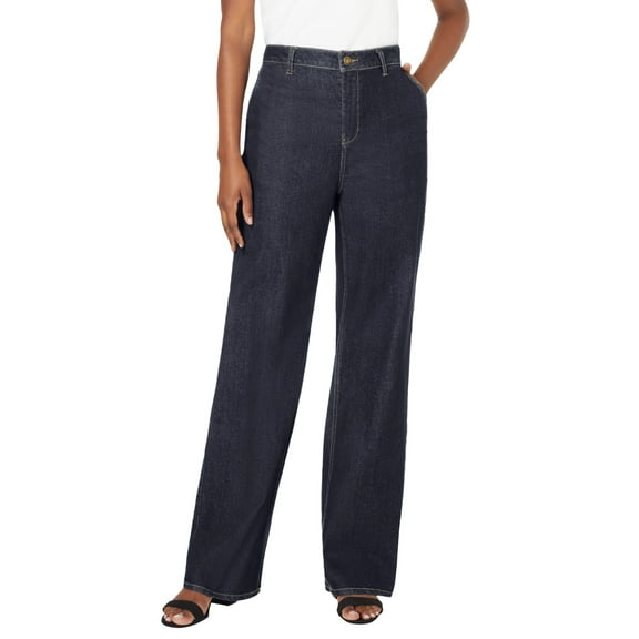Jessica London Women's Plus Size True Fit Stretch Denim Wide Leg Jean