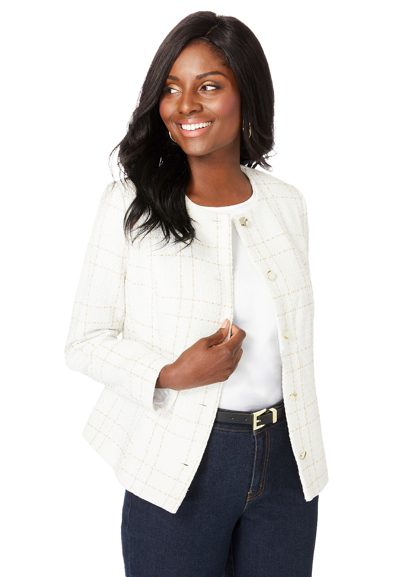 Ladies plus size tweed jacket hotsell