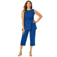 thumbnail image 1 of Jessica London Women's Plus Size Two Piece Sleeveless Tunic Top Capri Pants Linen Blend Set, 1 of 3