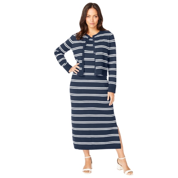 Jessica London Women's Plus Size Two Piece Sweater Dress Set