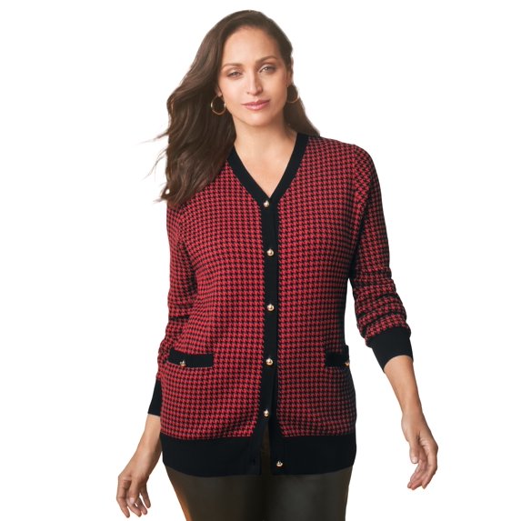 Jessica London Women's Plus Size V-Neck Cardigan Sweater
