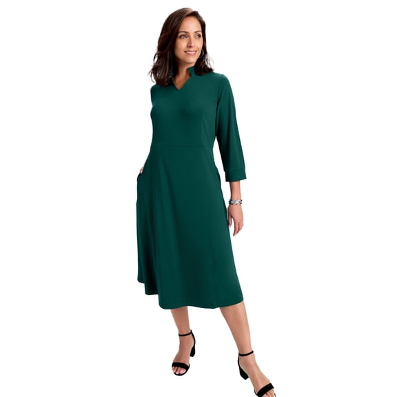 Jessica London Women's Plus Size V-Neck Midi Dress