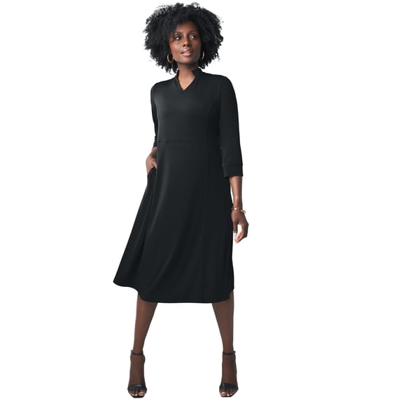 Jessica London Women's Plus Size V-Neck Midi Dress