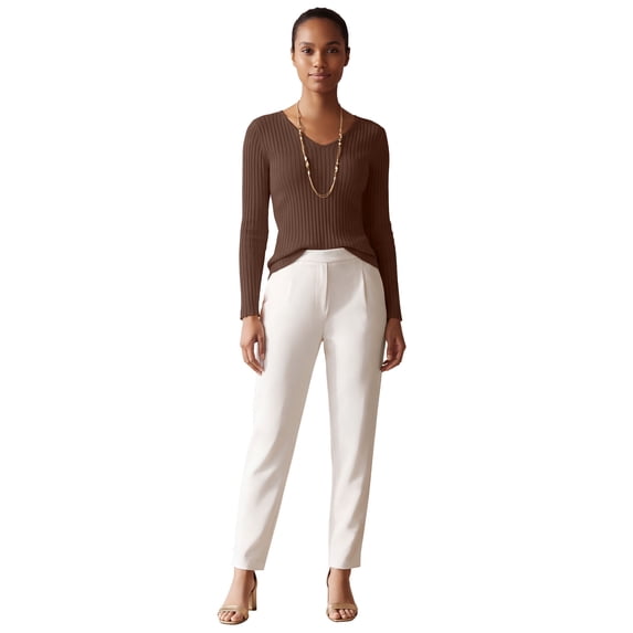 Jessica London Women's Plus Size V-Neck Ribbed Sweater