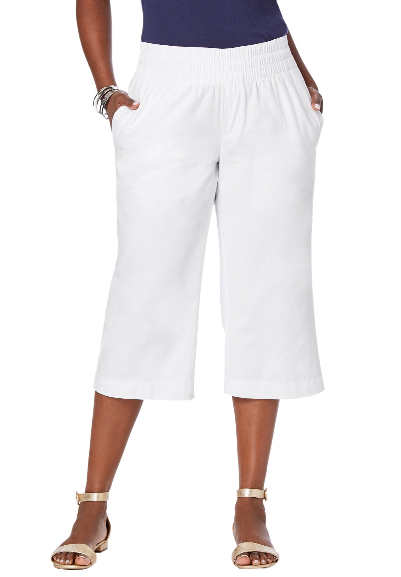Plus size wide leg chambray pants top