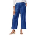 thumbnail image 1 of Jessica London Women's Plus Size Wide Leg Linen Crop Pants Elastic Waist, 1 of 3