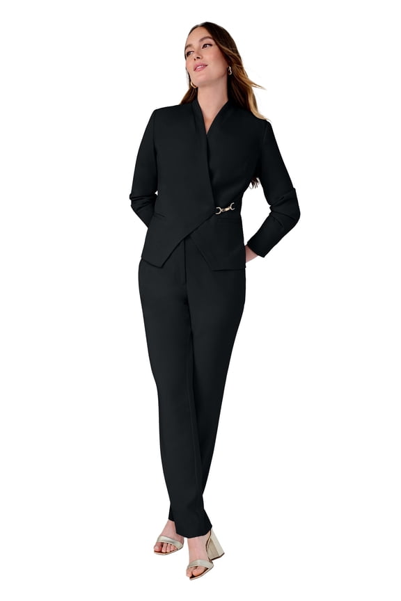 Women's Plus Size Wrap Jacket Pantsuit