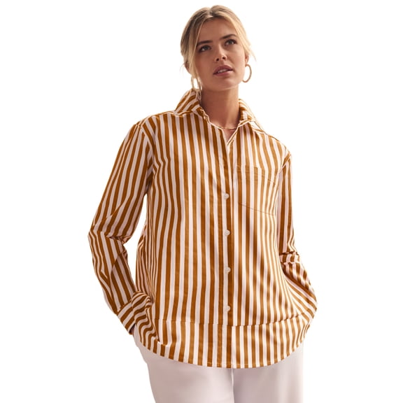 Jessica London Women's Plus Size Stretch Cotton Oversized Shirt