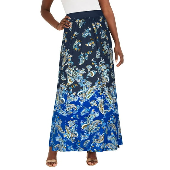 Jessica London Women's Plus Size Wrinkle Resistant Pull-On Elastic Knit Maxi Skirt