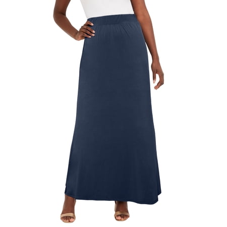 Jessica London Women's Plus Size Wrinkle Resistant Pull-On Elastic Knit Maxi Skirt