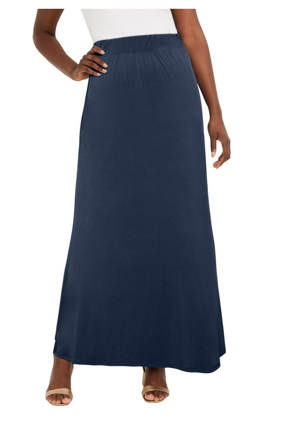 Women's Plus Size Petite Stretch Knit Maxi Skirt