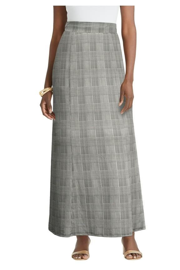 Women's Plus Size Wrinkle Resistant Pull-On Elastic Knit Maxi Skirt