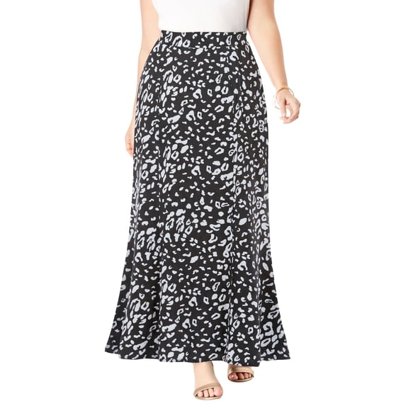 Jessica London Women's Plus Size Wrinkle Resistant Pull-On Elastic Knit Maxi Skirt