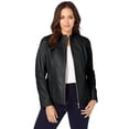 thumbnail image 1 of Jessica London Women's Plus Size Zip Front Leather Jacket, 1 of 5