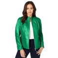 thumbnail image 1 of Jessica London Women's Plus Size Zip Front Leather Jacket, 1 of 6
