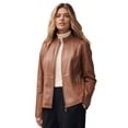 thumbnail image 1 of Jessica London Women's Plus Size Zip Front Leather Jacket, 1 of 4