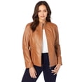 thumbnail image 1 of Jessica London Women's Plus Size Zip Front Leather Jacket, 1 of 3