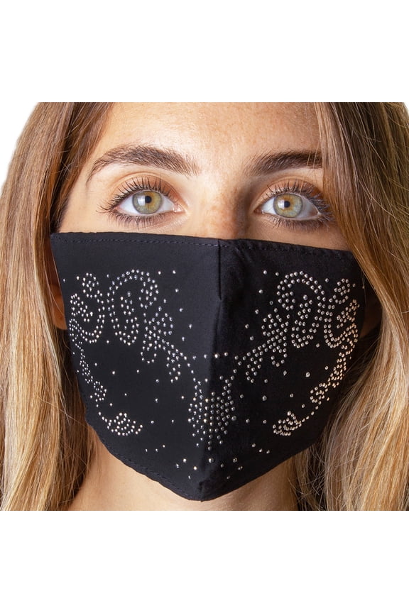 Jessica McClinktock 2 Piece Pack Face Mask Rhinestone/Solid