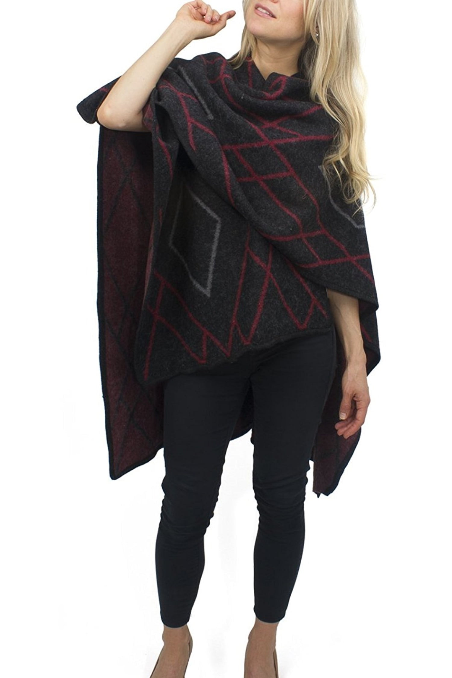 Jessica McClintock Adult Women Diamond Cape Ruana Wrap Shawl Pashmina ...