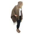 thumbnail image 1 of Jessica McClintock Adult Women Solid Knit Hooded Caped Ruana Wrap Shawl Poncho with Fringe (Khaki), 1 of 3