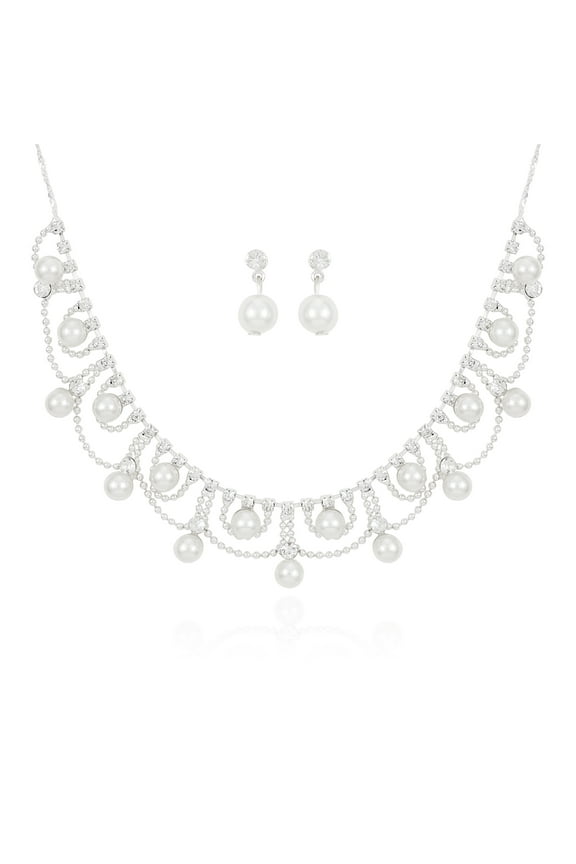 Pearl Rhinestone Necklace Set