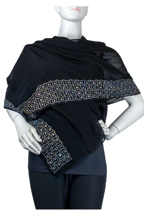 Women's Wide Box Border Dressy Shawl