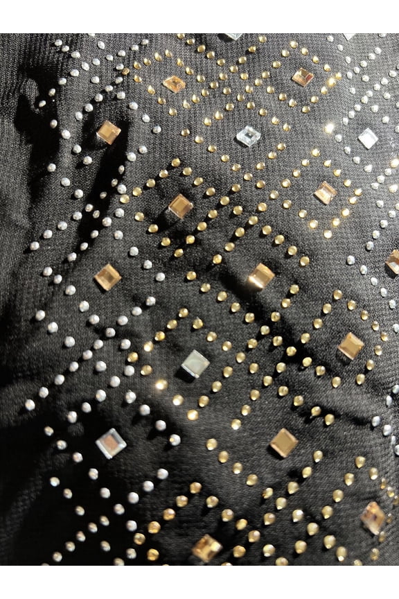 Jessica McClintock Womens Rhinestone Embellished Lightweight Chiffon Scarf Black