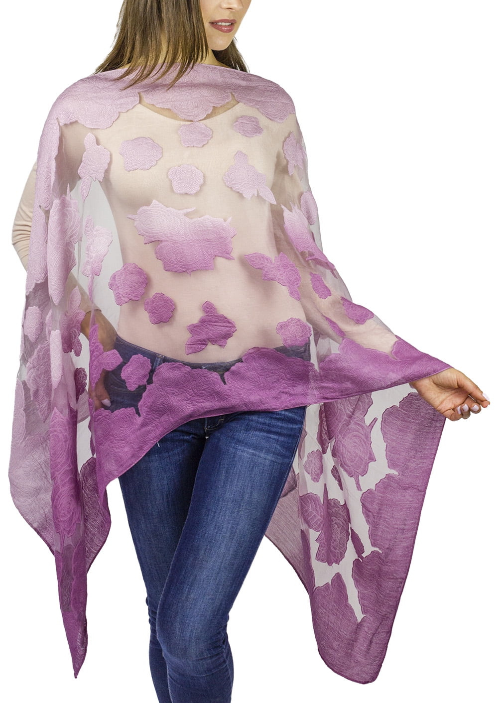 Jessica Mcclintock Women's Burnout Brocade Shawl - Walmart