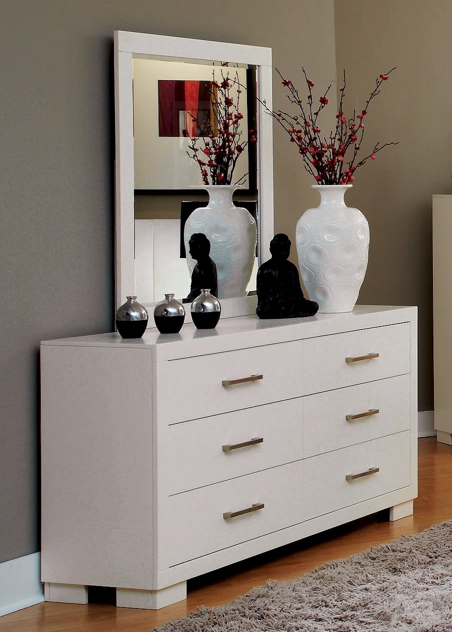Jessica White Rectangular Wood Dresser Mirror