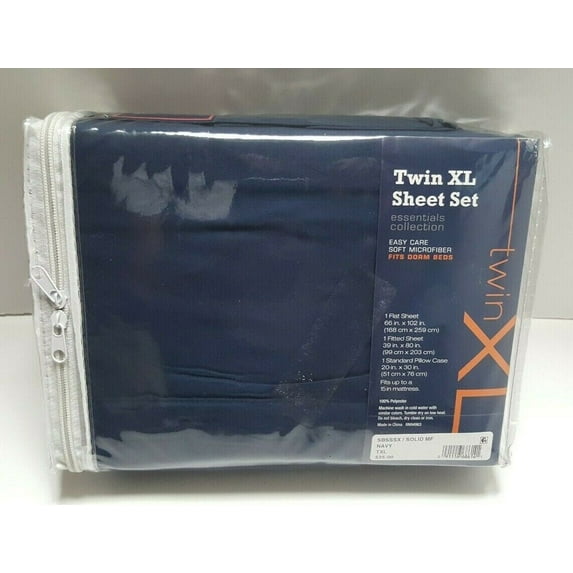 Jessica Sanders Solid 3-Piece Microfiber Twin XL Sheet Navy