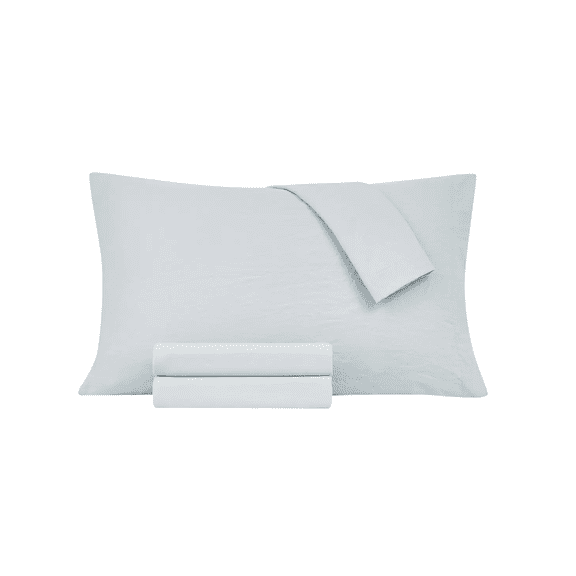 Jessica Sanders Washed Microfiber Solid 4 Pc. Sheet Set, California King Bedding, Gray