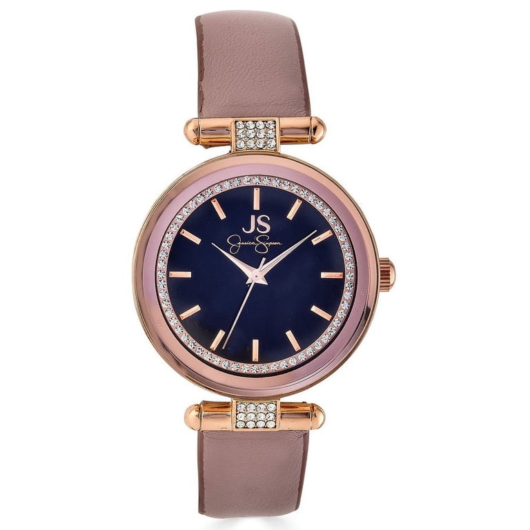 Jessica Simpson Black Watch with Blue Dial and Crystal Accents Jessica Simpson Ladies 34mm Silver Tone Crystal Accent  main image 3